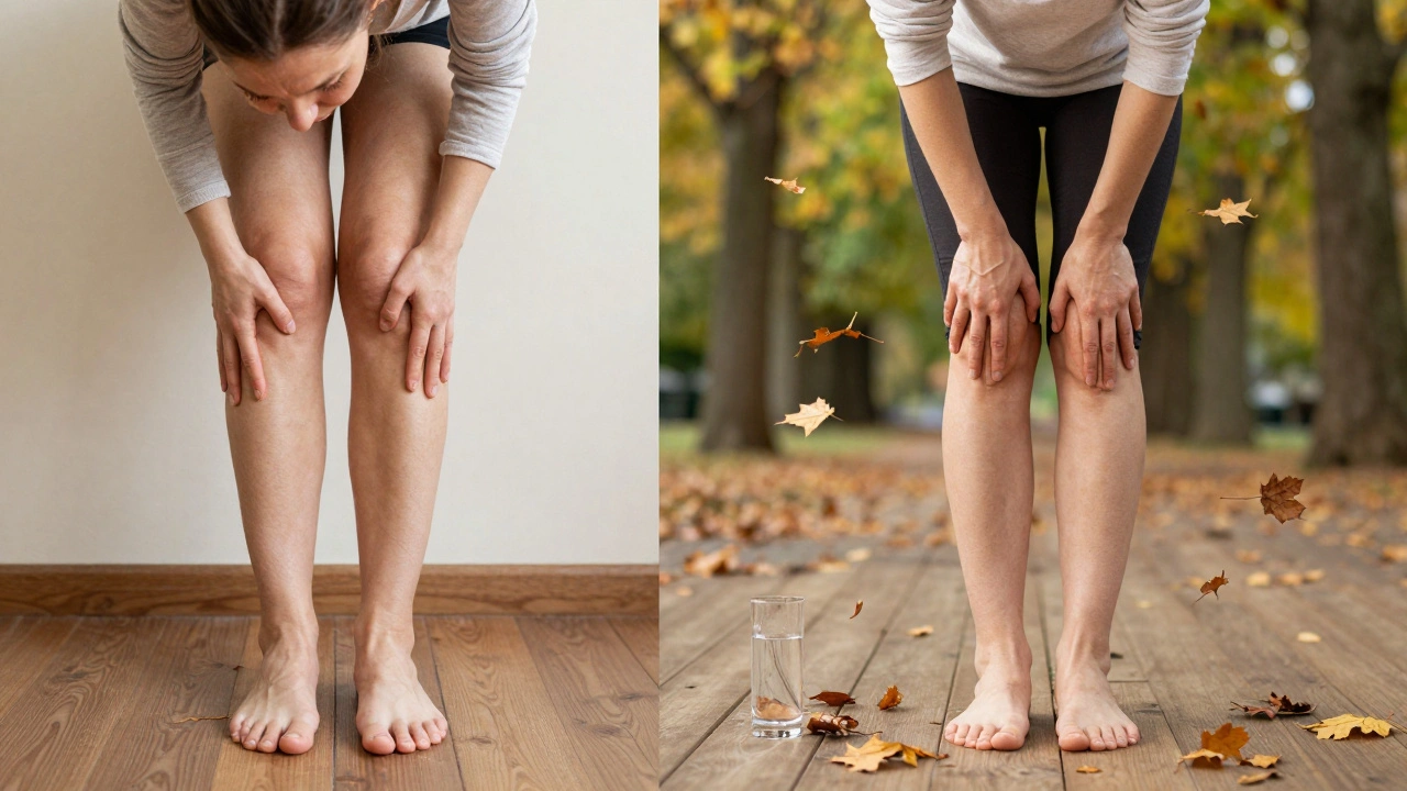 Contraste entre une femme fatiguée après un vol et la même femme rafraîchie après un massage lymphatique, près du parc des Buttes-Chaumont.