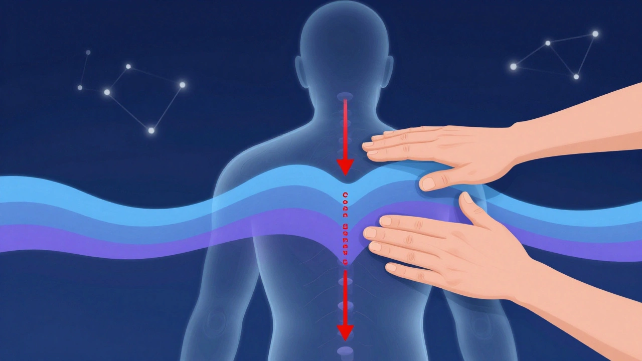 Silhouette humaine montrant la réduction du stress et l'augmentation des hormones du sommeil.